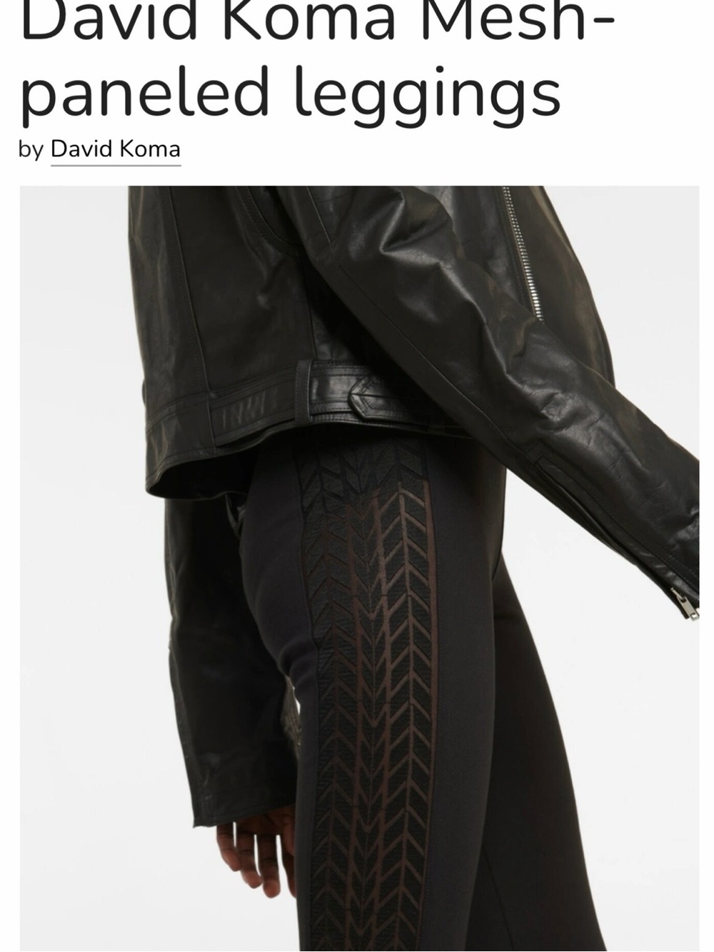 David Koma Black Mesh-Panel Leggings